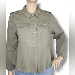 Torrid Women's Olive Green Peplum‎ Military Style Jacket Size 1/1X